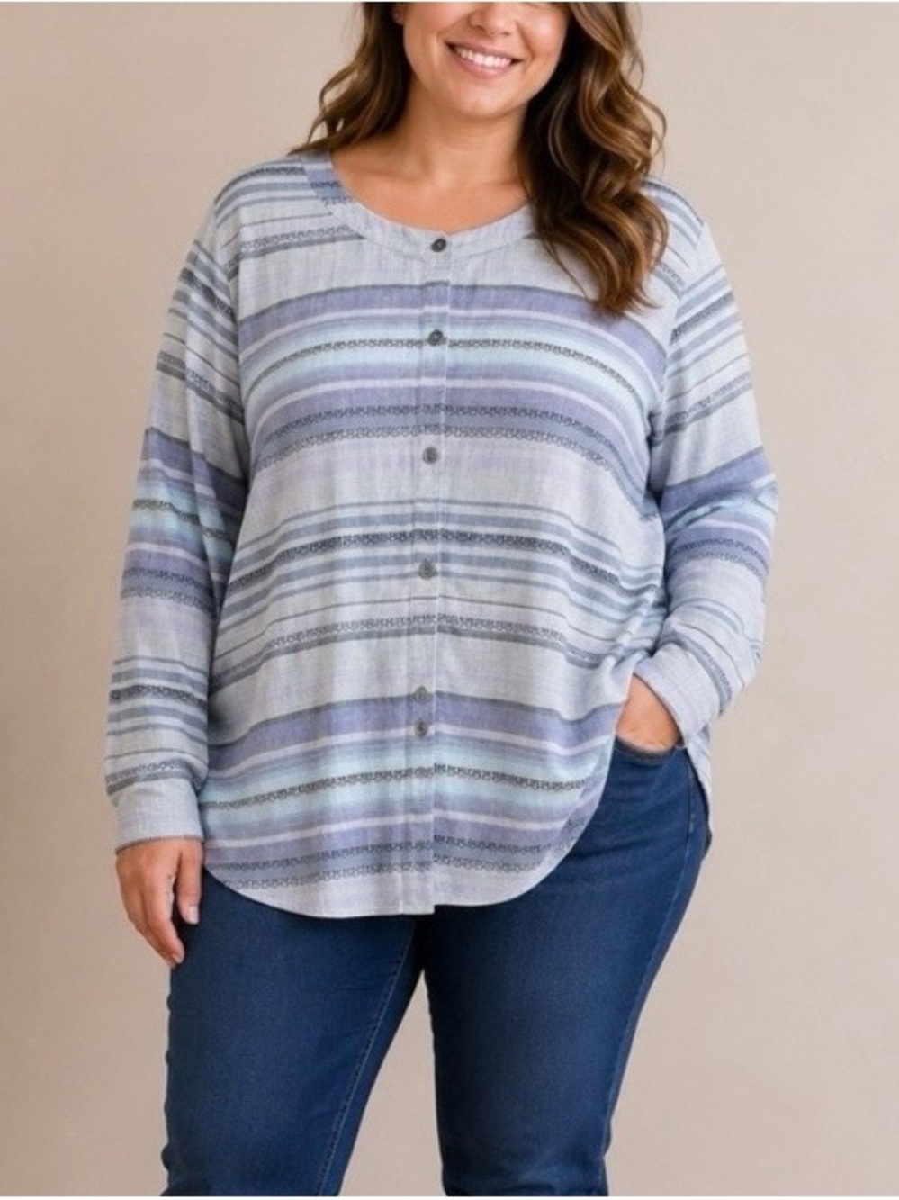 J. Jill Striped Henley Tunic